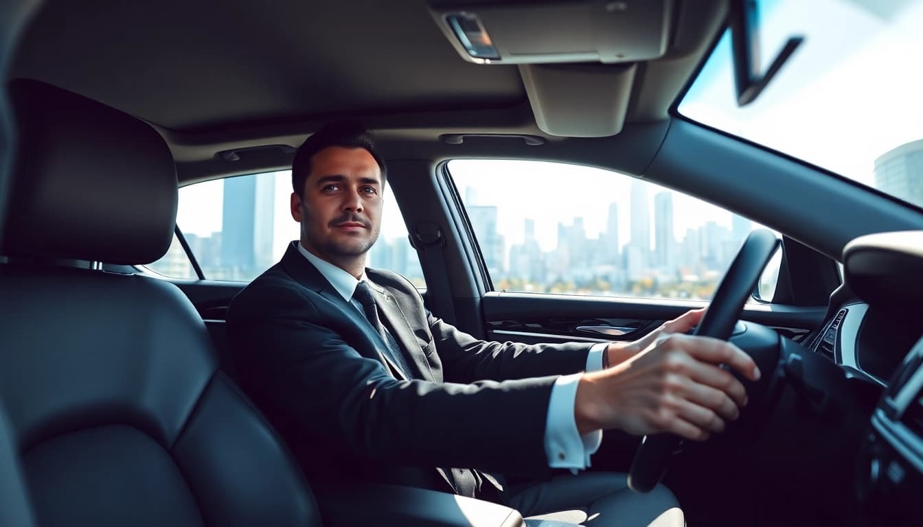 Experience Chauffeur Services near me with a luxury sedan driven by a professional chauffeur.
