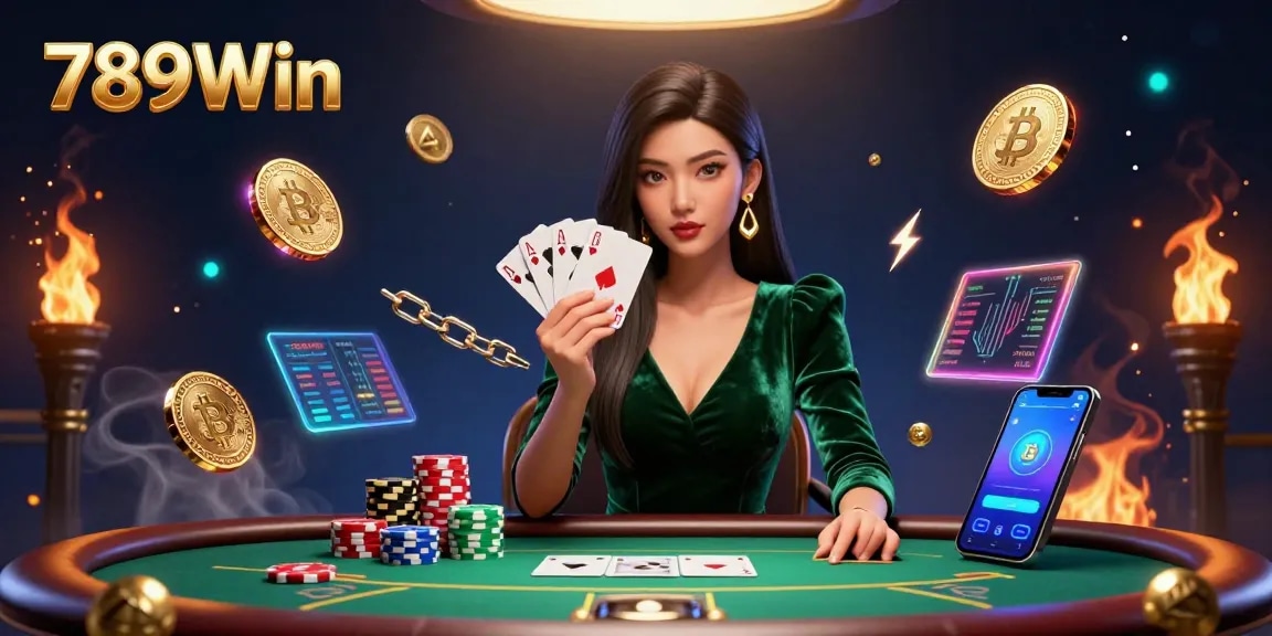 Experience thrilling gameplay at 789Win with a stunning poker scene showcasing vibrant casino elements.