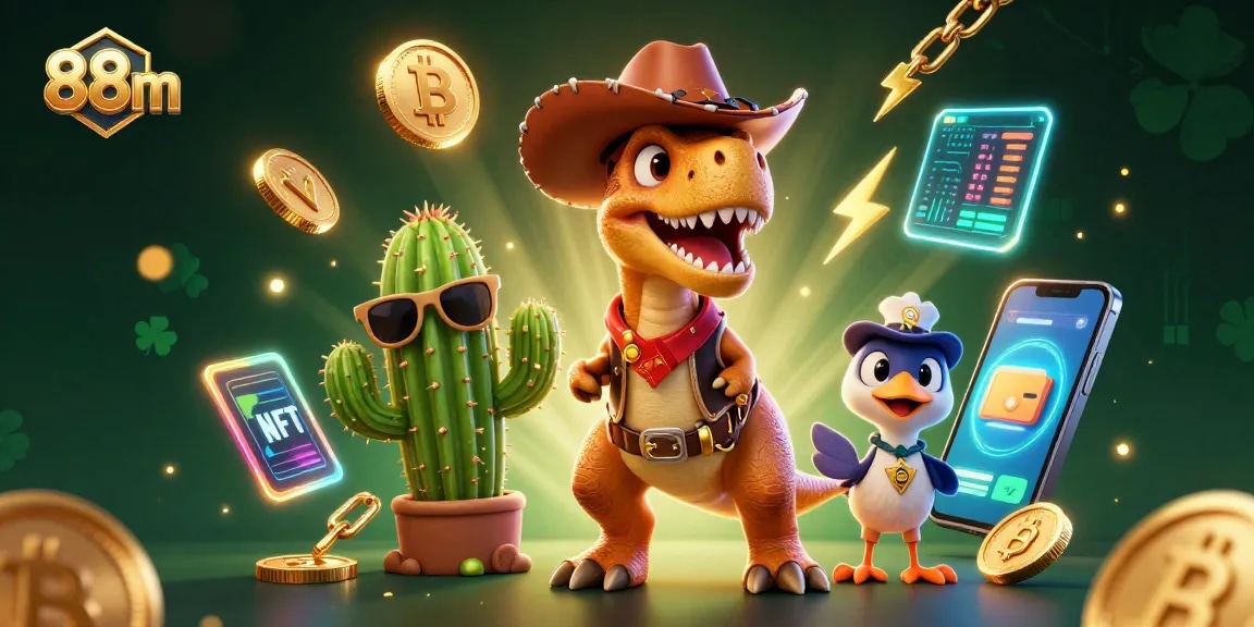 Engage with 88m's thrilling gaming atmosphere featuring dynamic characters and vibrant casino elements.