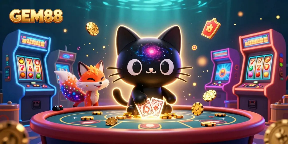 Engage in thrilling GEM88 casino action with 3D characters and vibrant gaming elements.