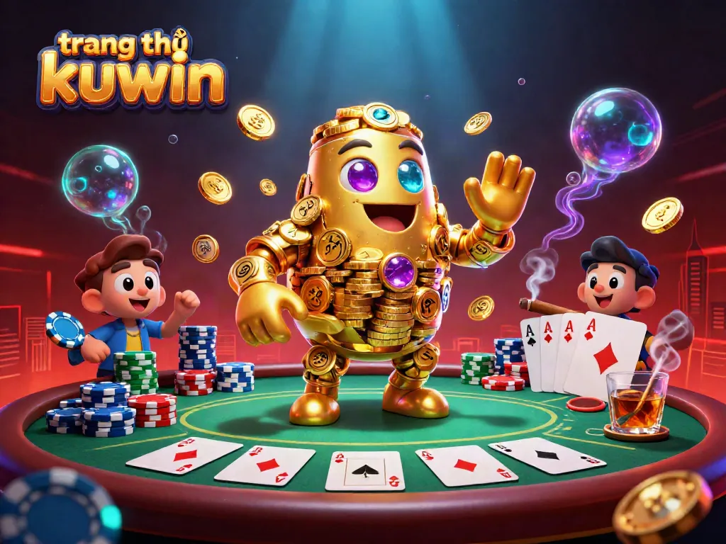 Engage with the vibrant world of trang chủ kuwin featuring a golden golem and poker elements.