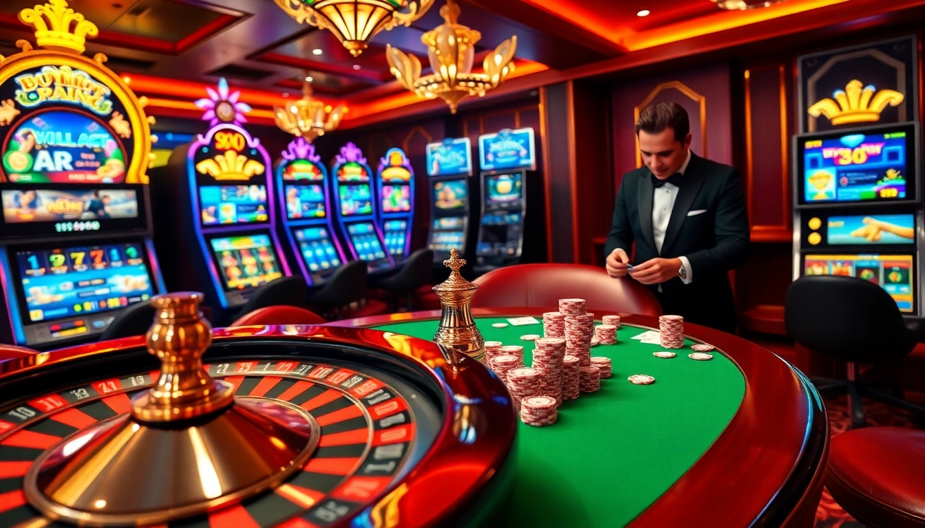 Experience the excitement of online gambling at https://vua99.day/ with vibrant casino tables and slot machines.
