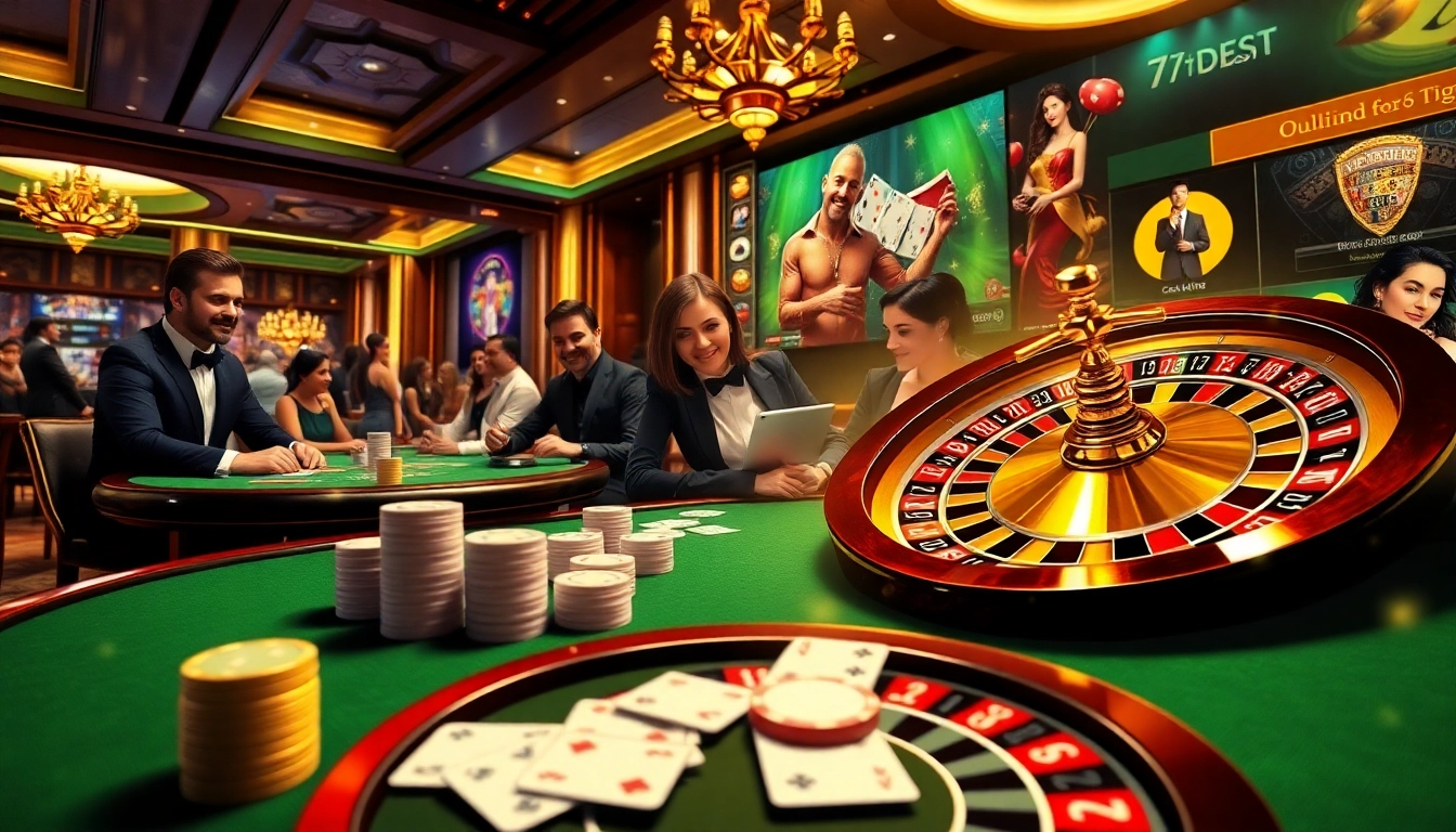 Engaging players enjoy thrilling games at 789f.best's vibrant casino scene featuring poker and roulette.