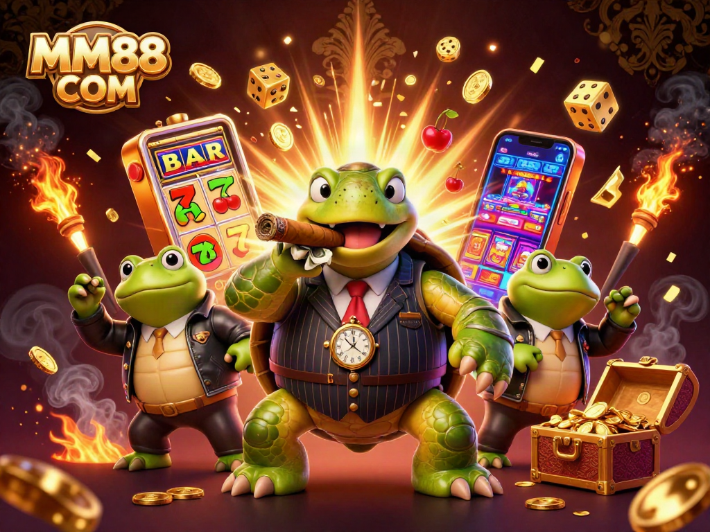 Experience excitement with MM88 COM as a massive snapping turtle and frog enforcers light up the casino scene.
