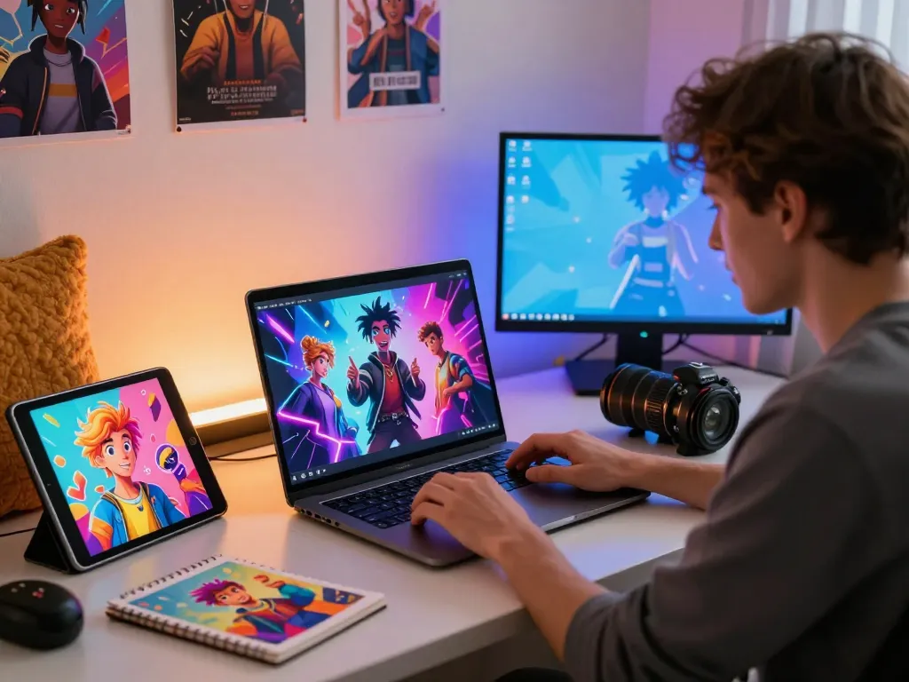 Interactive session with nsfw character ai showcasing customizable avatars and immersive experience in a cozy workspace.