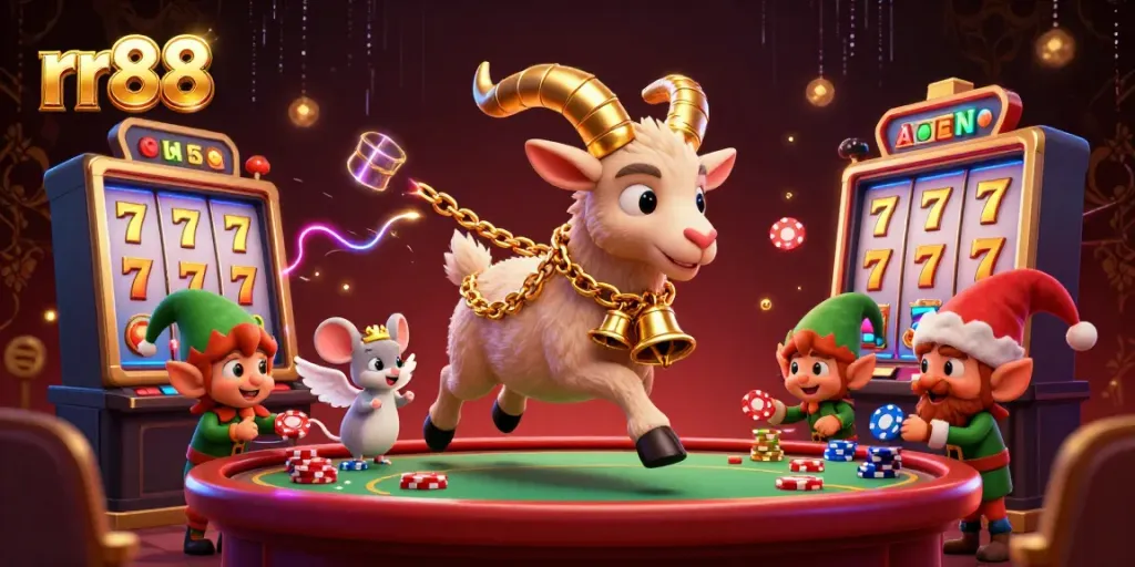 Experience thrilling gameplay at rr88 casino with festive characters and vibrant slot elements.