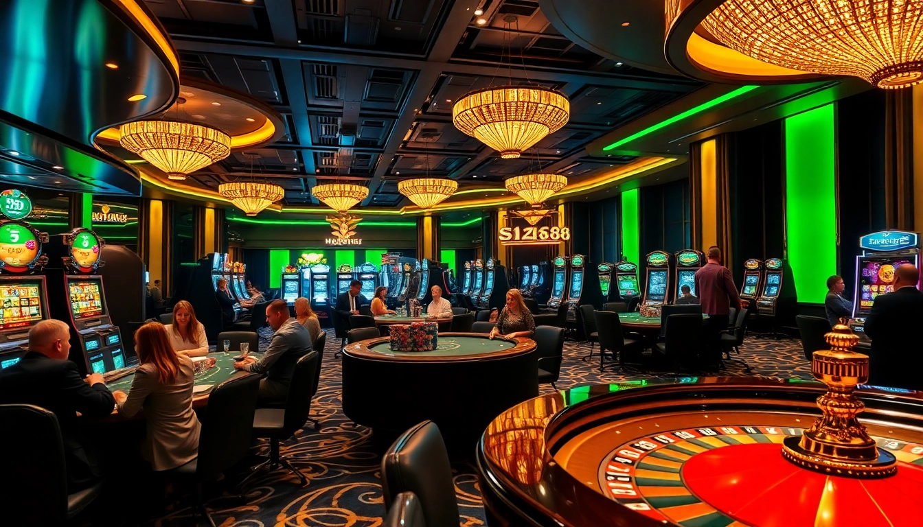 Experience the thrill of siu88 as players enjoy a luxury casino atmosphere with slot machines and table games.