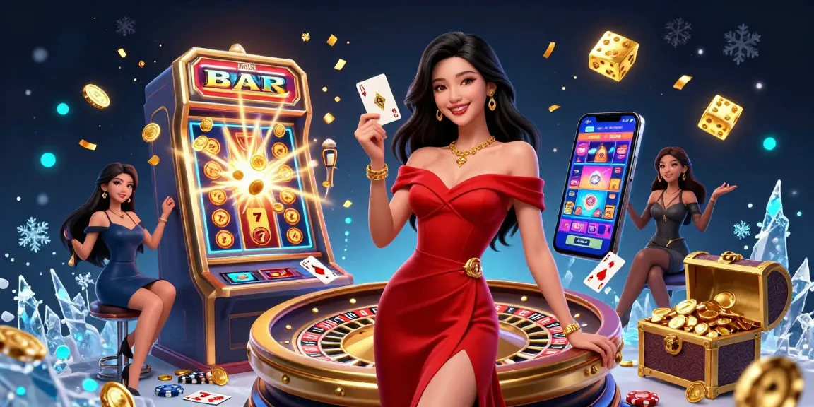 Engage with 78Win at a vibrant casino scene featuring an elegant woman and exciting gaming elements.