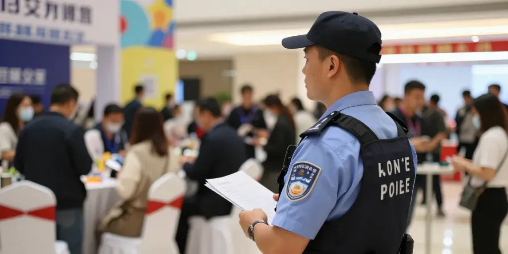 Security Guards ensuring safety at a corporate event, professional service.