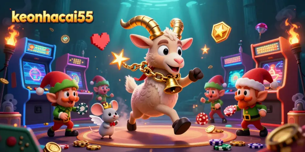 Engage with the keonhacai55 casino experience featuring entertaining characters amid vibrant gaming elements.