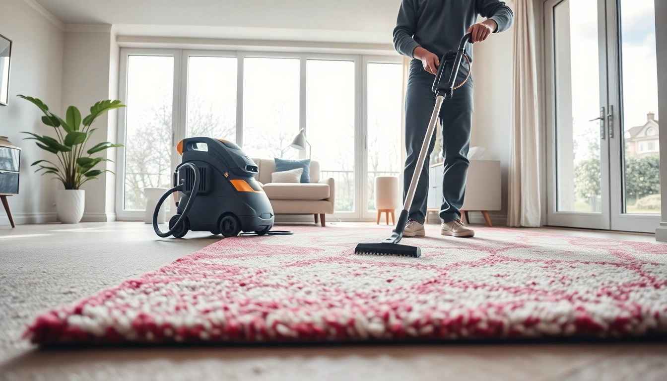 Experience top-notch Glasgow carpet cleaning with professional equipment in a vibrant living room.