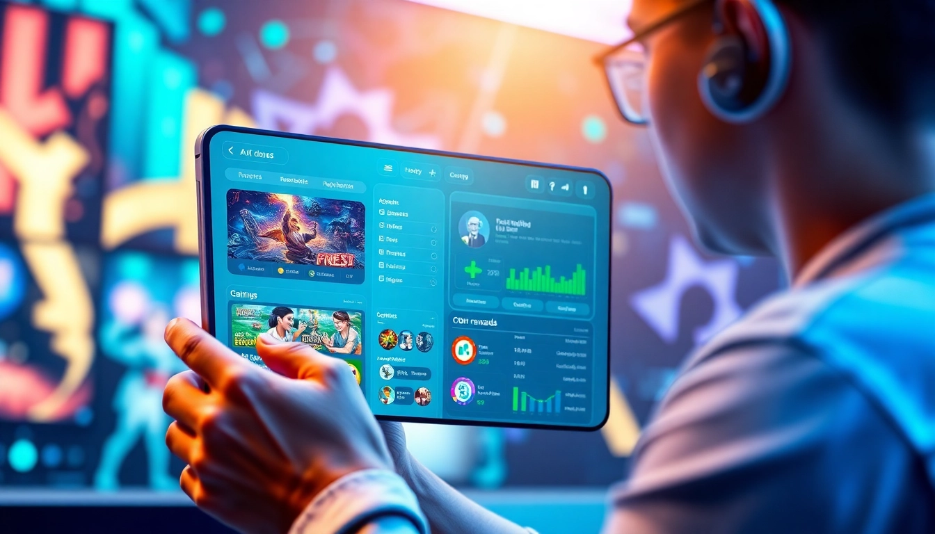 KJC AC innovative gaming platform interface showcasing vibrant mobile application features.