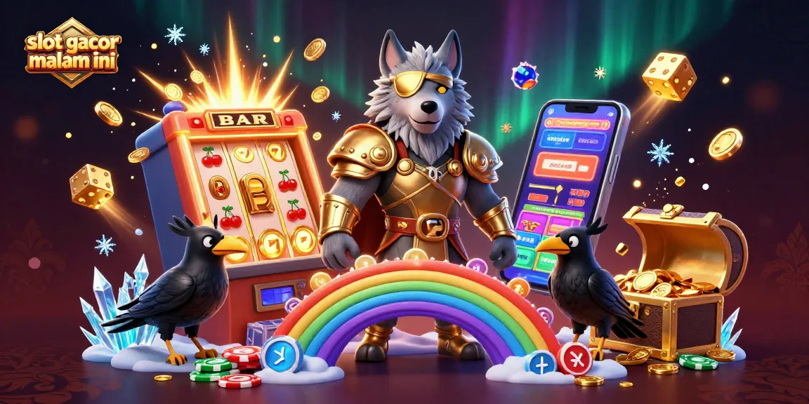 Experience the excitement of slot gacor malam ini in a vibrant 3D casino illustration scene.