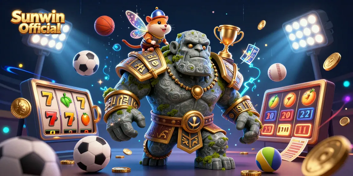 Experience the excitement of Sunwin Official with dynamic slot reels and magical characters in this vibrant casino scene.