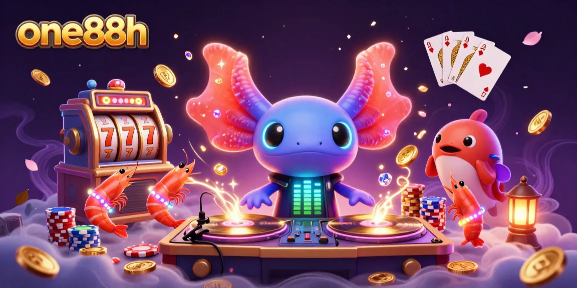 Experience the excitement of one88h with vibrant gaming scenes featuring neon characters and dynamic casino elements.