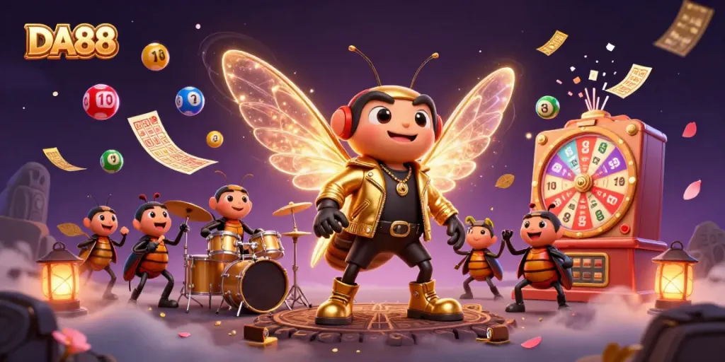 Engage with DA88 and win big at the animated lottery with colorful balls and golden prizes!