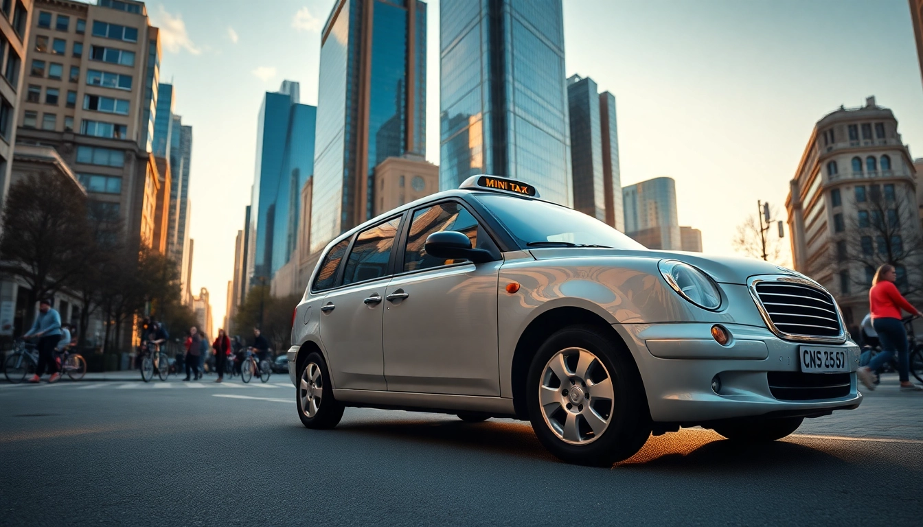 Minicabs parked in a bustling city setting showcasing sleek design and urban lifestyle.