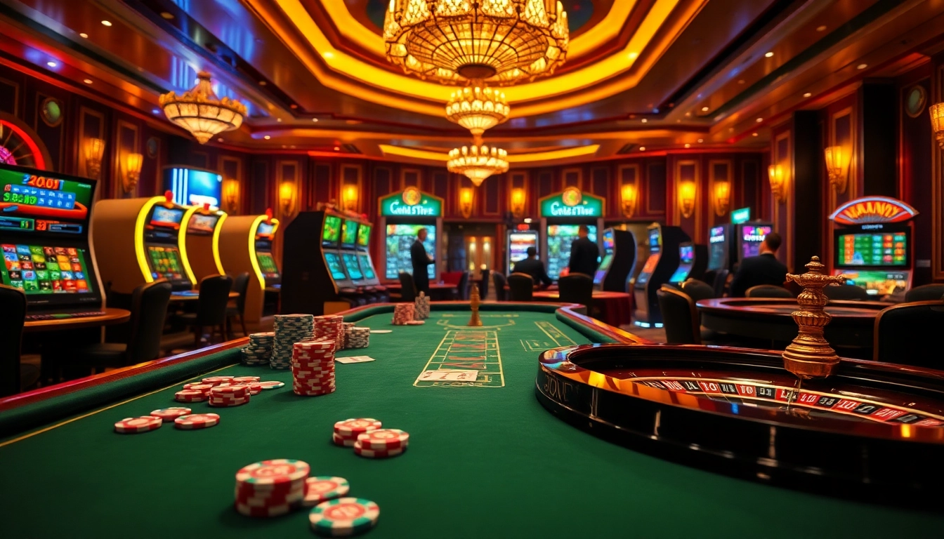 Engaging in high-stakes poker at 39bet.com with vibrant casino elements and lively ambiance.