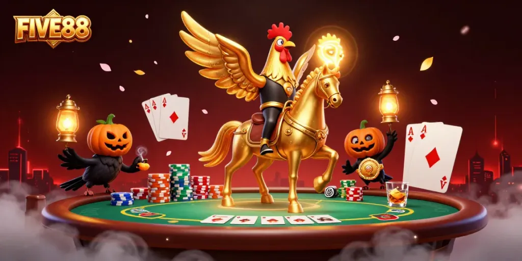 Experience dynamic gaming at FIVE88 with thrilling characters and poker action in a vibrant casino.