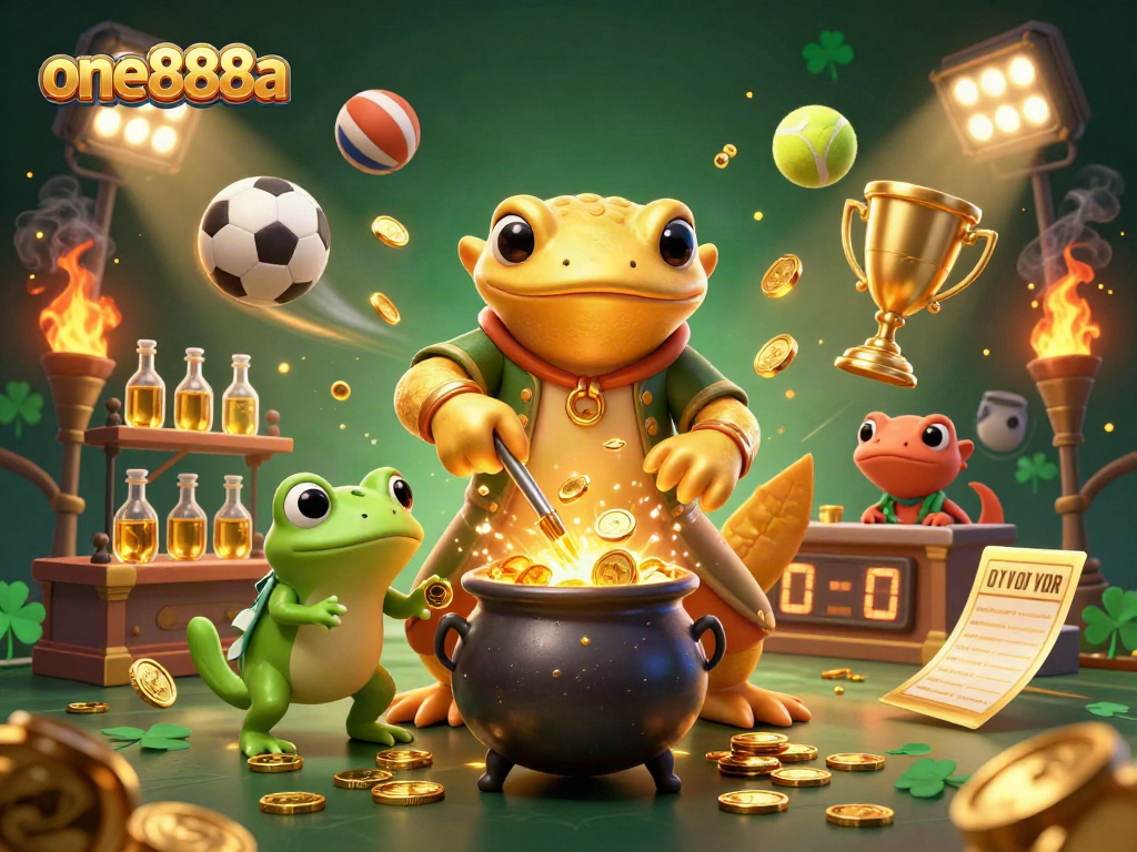 Experience thrilling wins with one888a as a golden salamander creates riches in a vibrant casino scene.