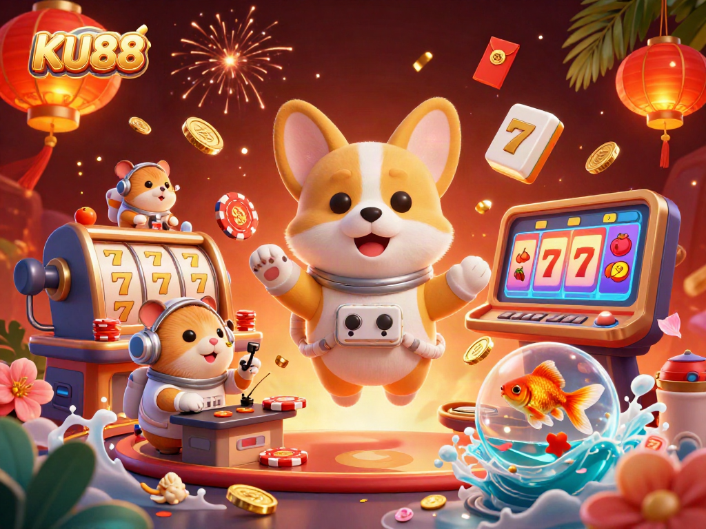 Experience thrilling wins at KU88 with dynamic slot action in a space casino setting.