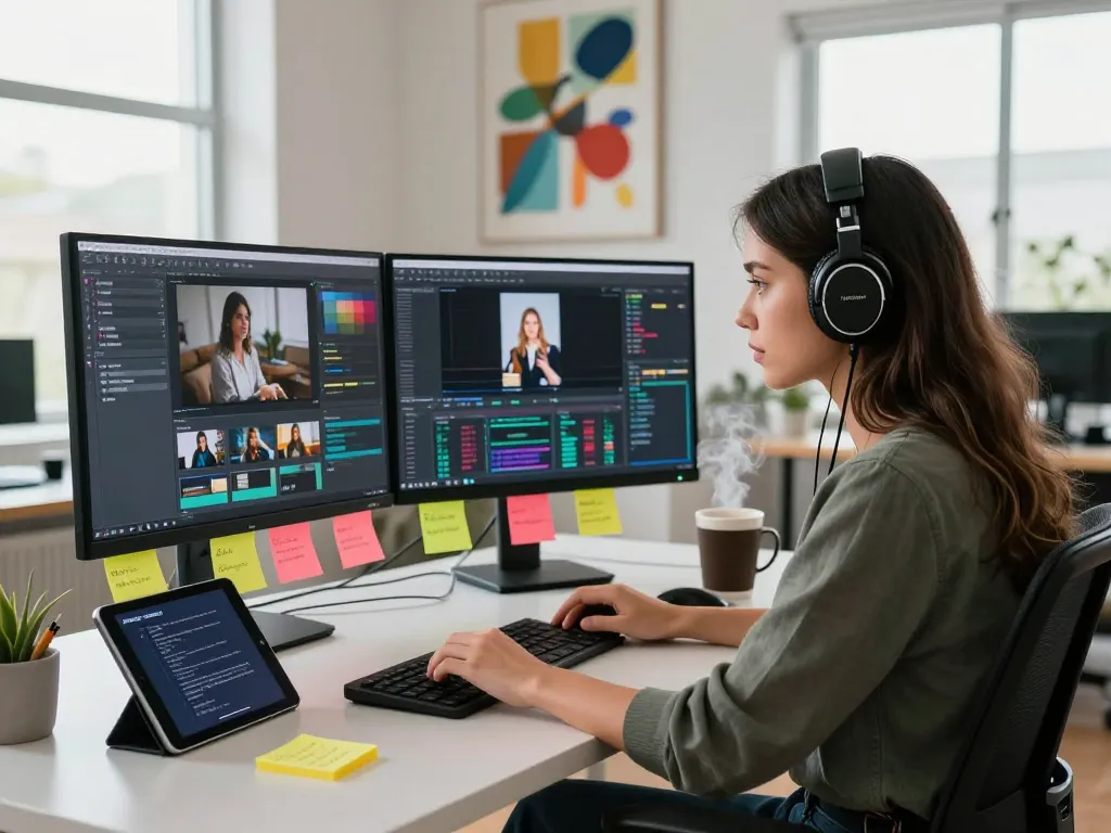Creating AI prompts from images in a modern workspace