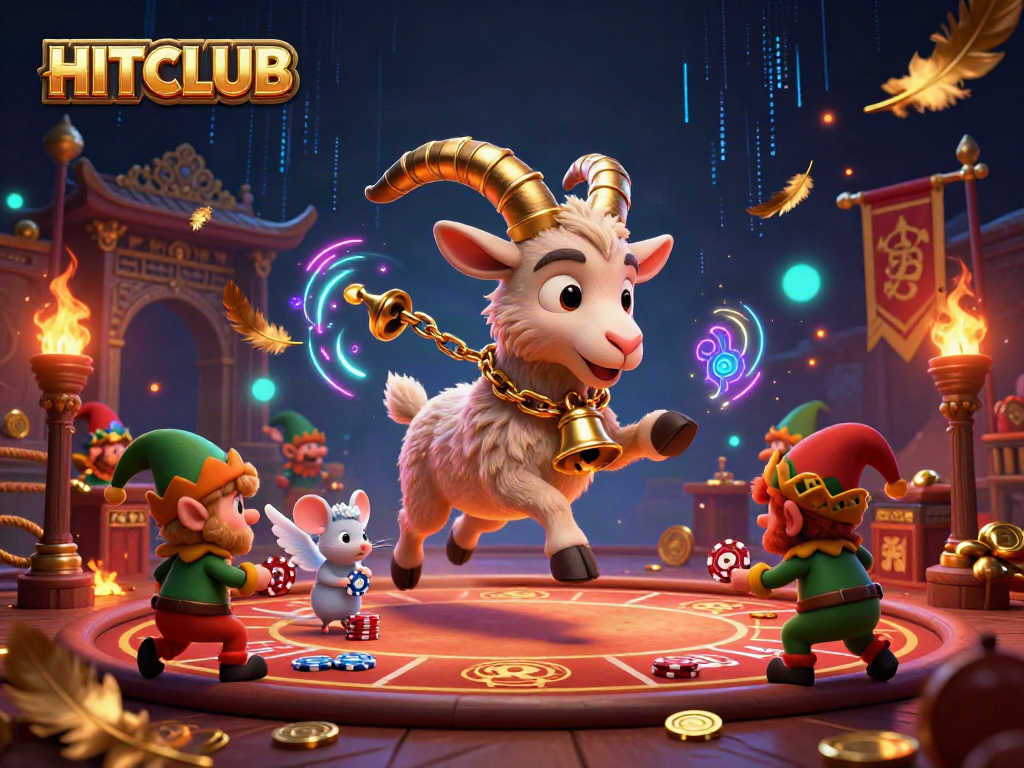 Experience thrilling moments at HITCLUB casino as the Krampus goat entertains players amidst festive chaos.