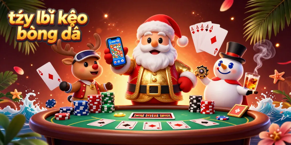 Experience thrilling sports betting with tỷ lệ kèo bóng đá in a vibrant casino scene featuring Santa and friends.