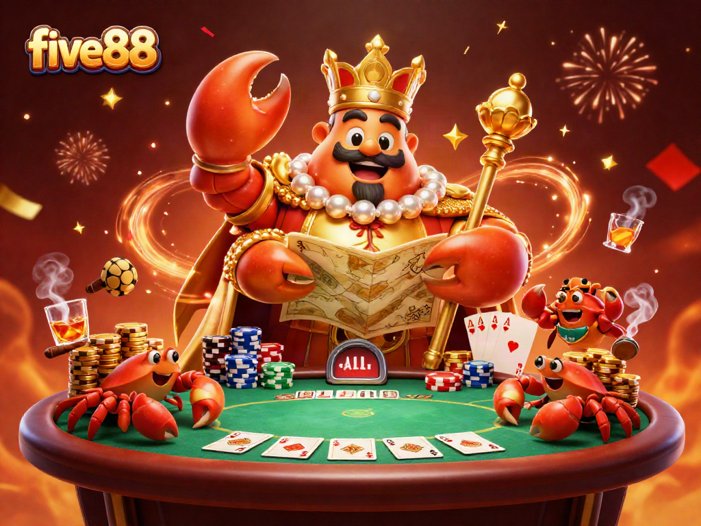 Experience the thrill of five88 with our golden crab emperor and vibrant casino elements.
