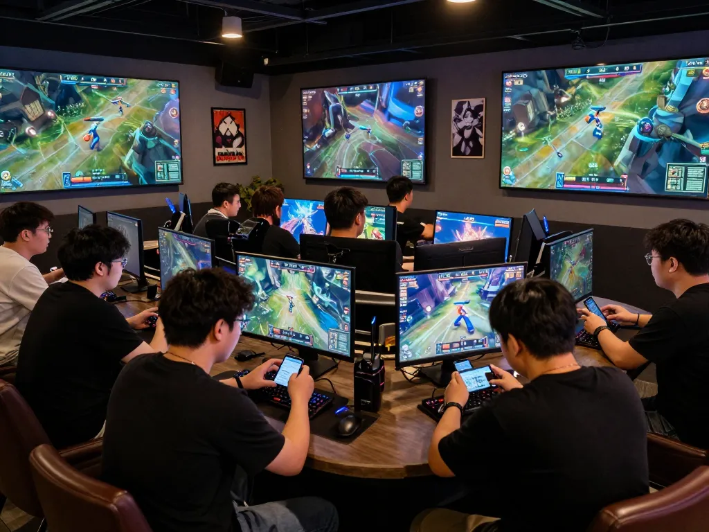 Mẹo cá cược thể thao điện tử at a dynamic esports betting venue with live games displayed on screens