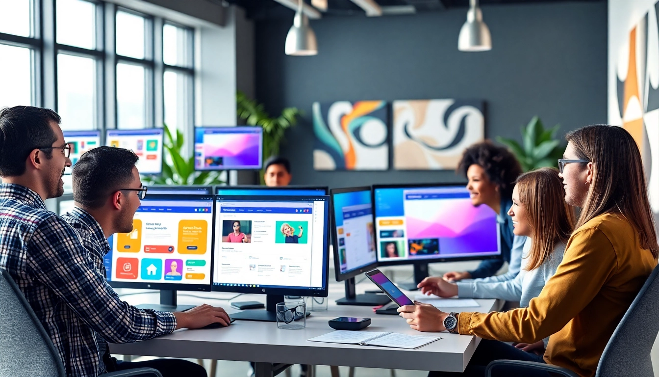 Designing a web interface in a collaborative modern office environment.