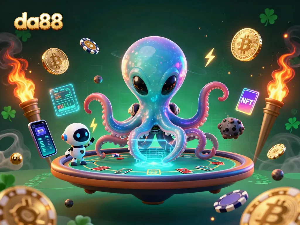 Experience thrilling gaming at da88, featuring a vibrant alien poker scene with exciting cosmic elements.