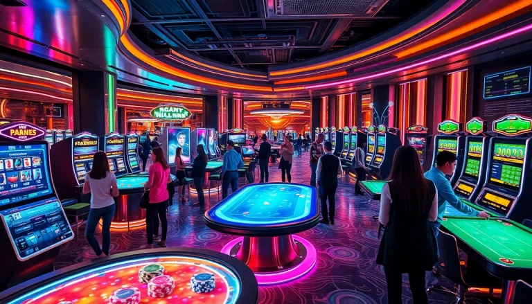 Engaging players in a casino floor featuring New Technology like holographic gaming.