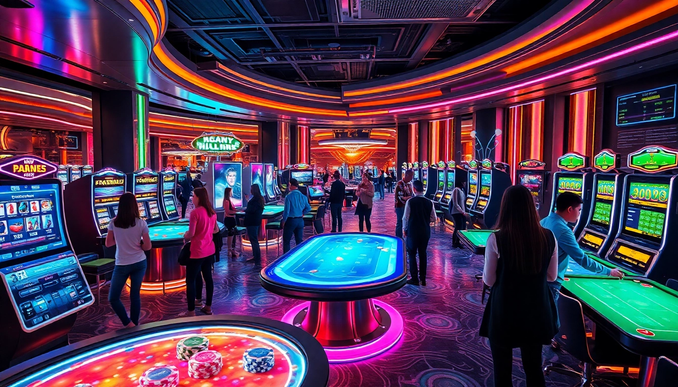 Engaging players in a casino floor featuring New Technology like holographic gaming.