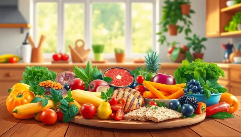 Lively assortment of healthy food items promoting nutritious eating habits.