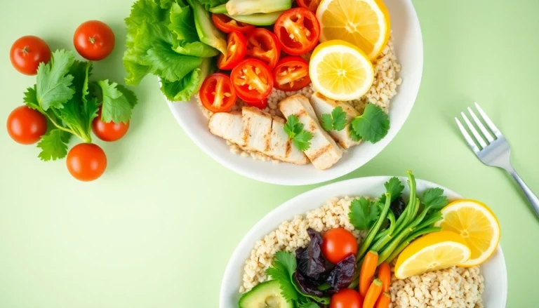 Deliciously arranged healthy food plate showcasing vibrant vegetables and lean proteins.