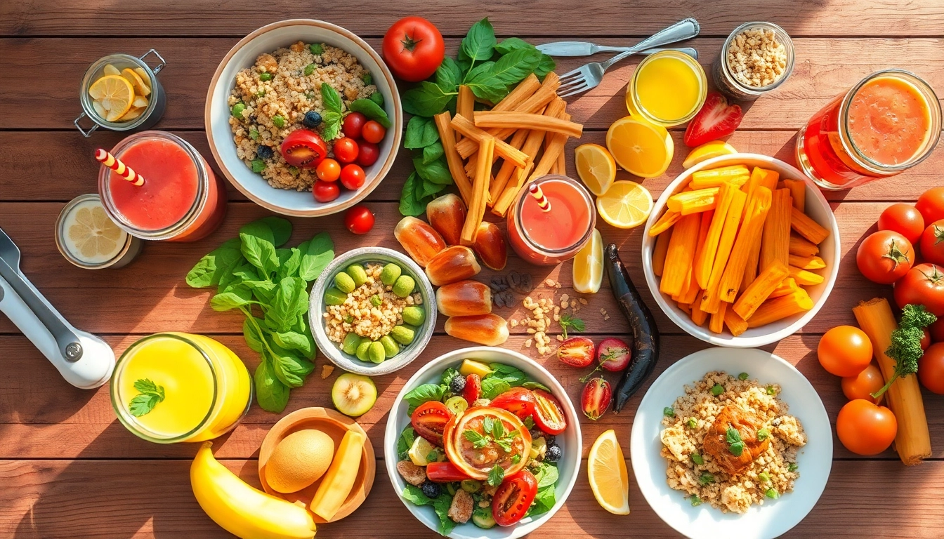 Healthy Food spread featuring colorful fruits, vegetables, and grains designed to inspire nutritious meals.