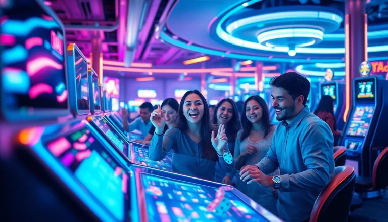 Explore the innovative gaming experience brought by New Technology in casinos, where players interact with futuristic machines.
