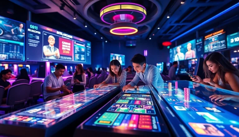 Players enjoying an interactive gaming experience with new technology in a modern casino.