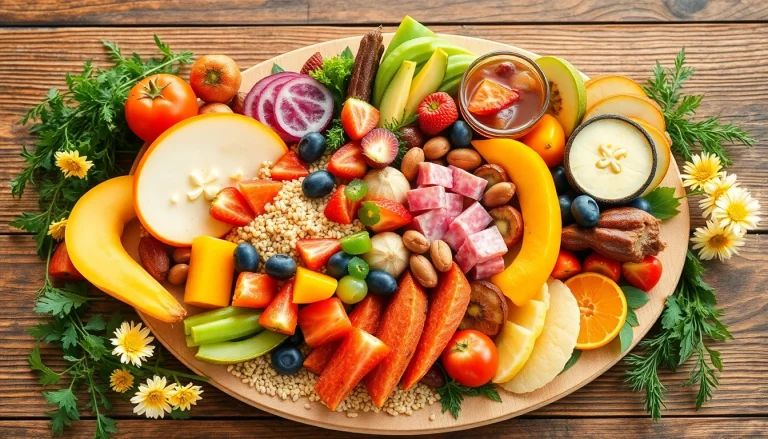 Explore a vibrant healthy food platter featuring organic fruits, vegetables, and grains.