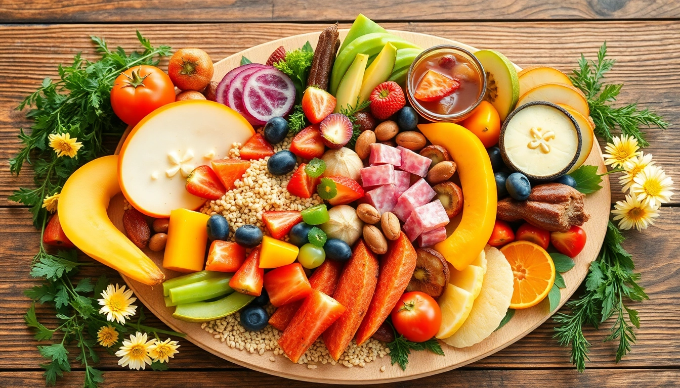 Explore a vibrant healthy food platter featuring organic fruits, vegetables, and grains.
