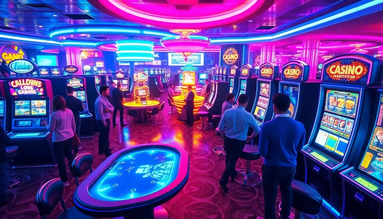 Experience New Technology in a futuristic casino environment with interactive gaming displays.