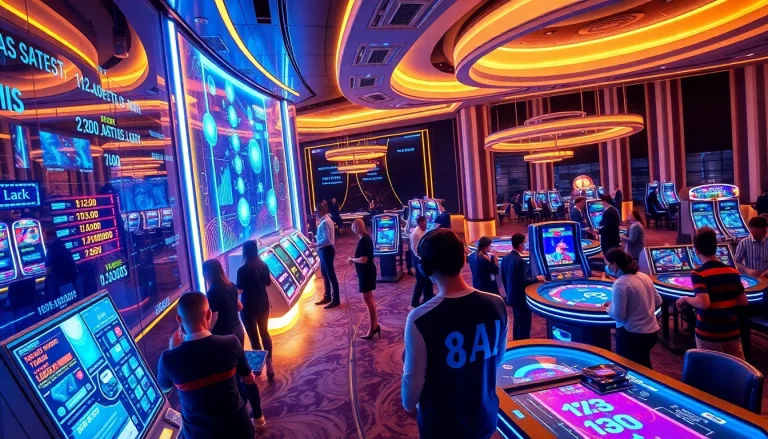 Experience new technology in a futuristic casino with holographic gaming and virtual reality.