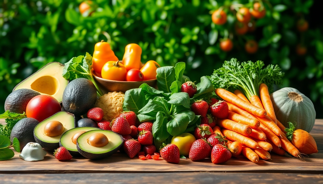 Explore a colorful array of healthy food options, featuring fresh fruits and vegetables on a rustic table.