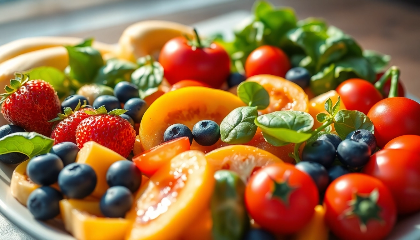 Explore a vibrant array of healthy food options on a colorful plate.