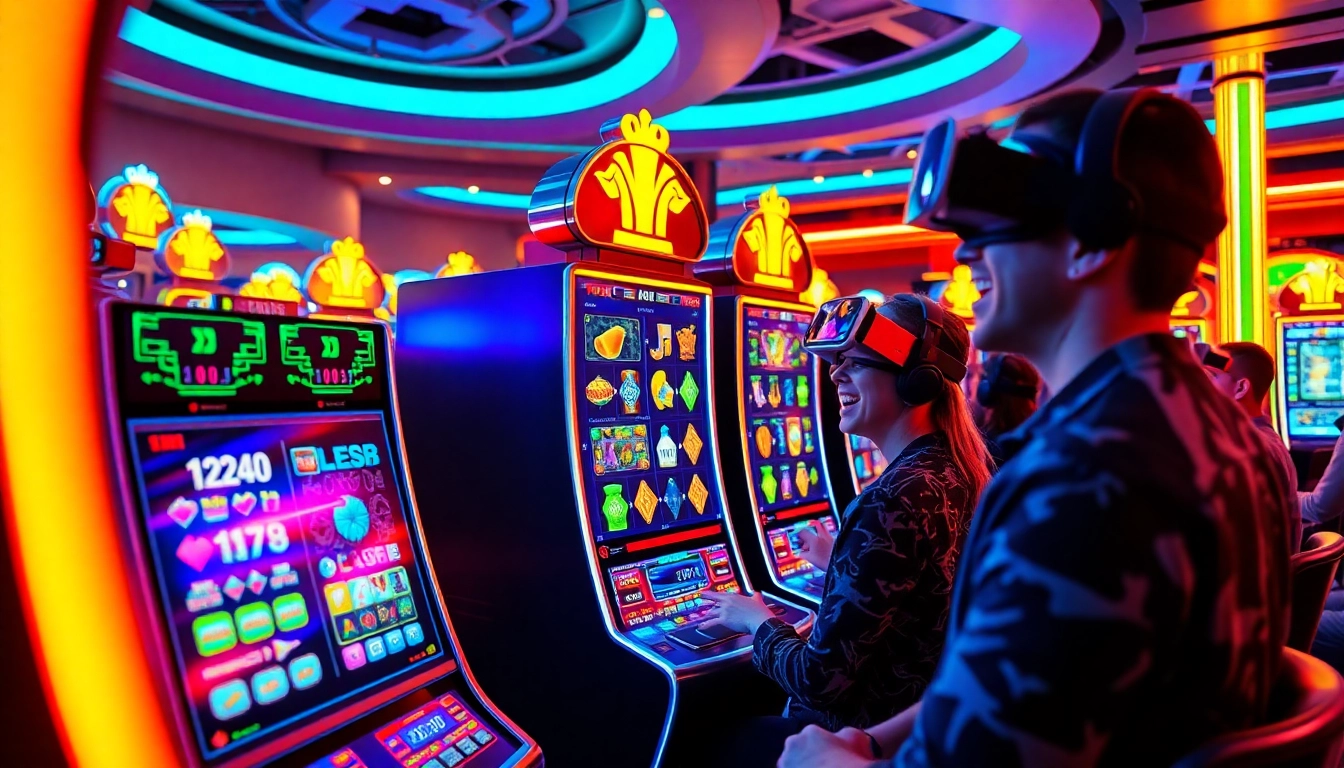 Experience the thrill of New Technology in a futuristic casino featuring holographic slot machines.