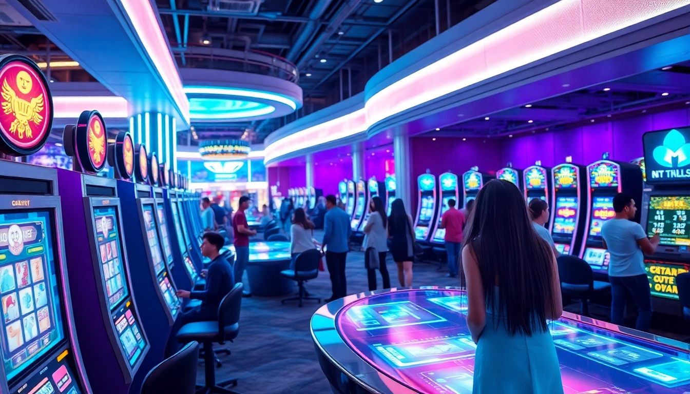 Experience the thrilling atmosphere of a futuristic casino featuring new technology and AI-powered gaming.