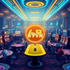 Players enthusiastically engage with various games at 69VN's vibrant casino.