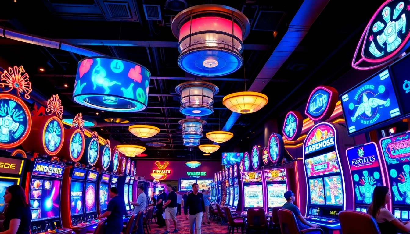 Experience new technology with advanced gaming machines and VR integration on a vibrant casino floor.