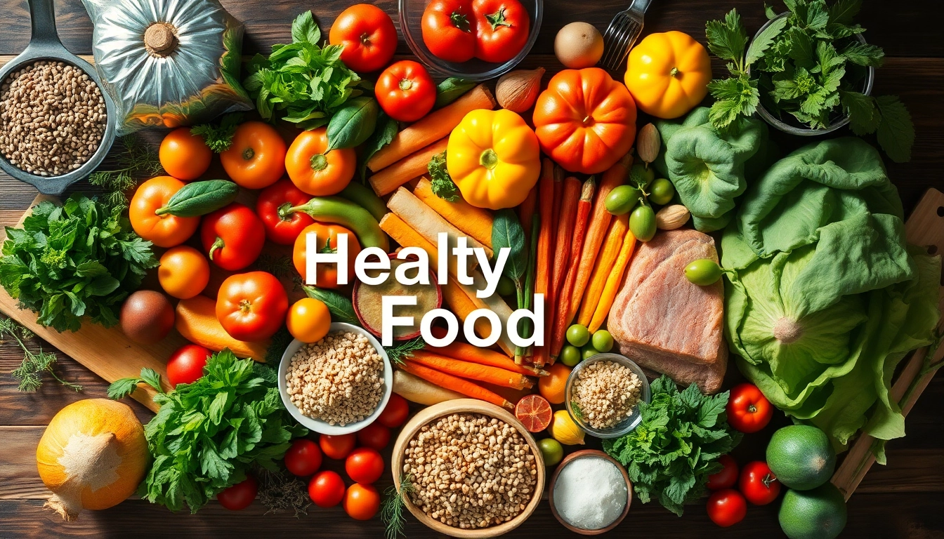 Discover fresh and vibrant Healthy Food in a market-style display showcasing colorful fruits and vegetables.